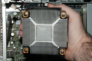 Bottom of CPU fan and its screws