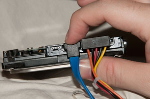 Sata cable connected to hard drive