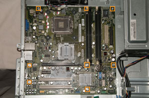 Motherboard secured in chasis with all screws
