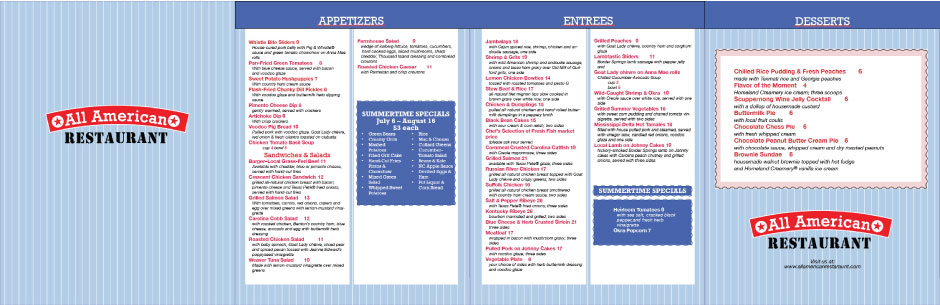 All American Restaurant menu