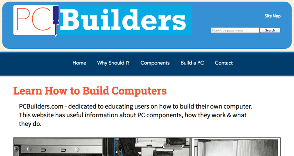 PC Builders website homepage